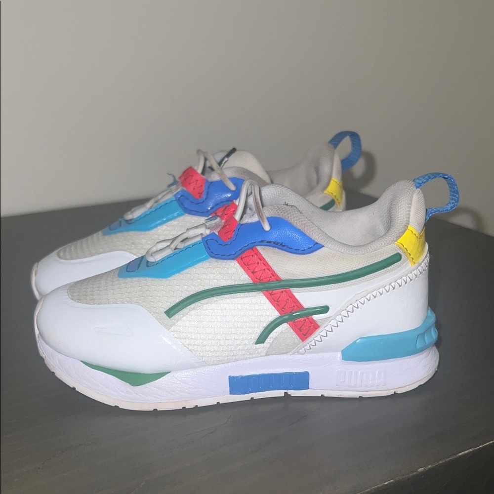 Puma Kids' White and Blue Sneakers